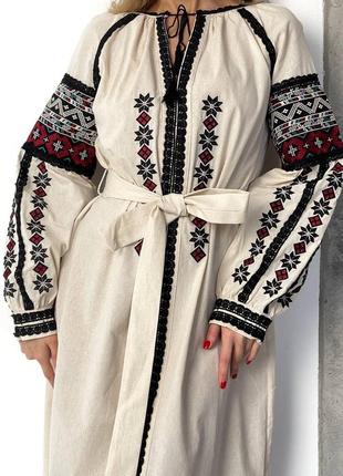 Женское вышитое платье миди ❤️ женское платье с вышивкой ❤️ платье вышиванка в этно стиле ❤️1 фото