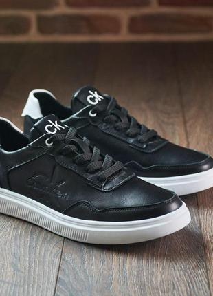 Кросівки чоловічі з логотипом calvin klein, мужские кроссовки натуральная кожа