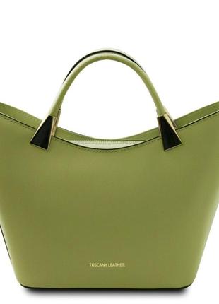Жіноча італійська шкіряна сумка тоут tuscany tl142287 (зелений)