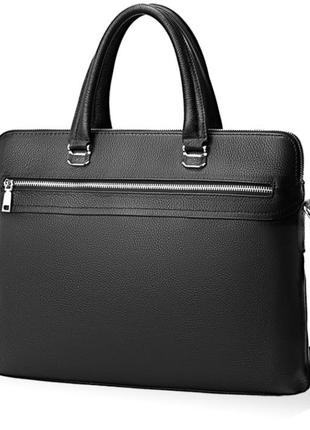 Шкіряний діловий портфель сумка для документів а4, шкіряна сумка офісна чорна