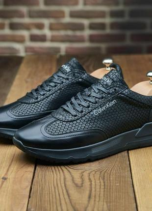 Чоловічі шкіряні кросівки cjr calvin klein, мужские кроссовки с натуральной кожи