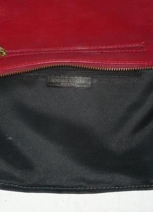 Genuine leather италия красный кожаный клатч сумка косметичка на цепочке шкіряна сумка8 фото