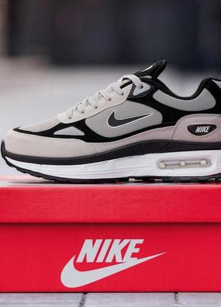 Мужские кроссовки nike air max grey black серые повседневные кроссовки спортивные кроссовки весна лето