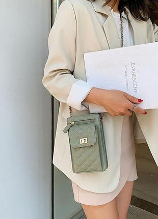 Жіноча міні сумочка клатч із ланцюжком стьобана, маленька сумка для дівчат, модний жіночий гаманець-клатч3 фото