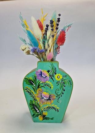 Ваза для квітів український подарунок петриківський розпис ручна робота