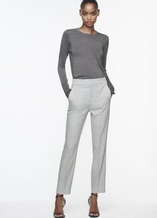 Сірі штани класичні брюки zara прямі штани базові брюки сірі прямі брюки широкі6 фото