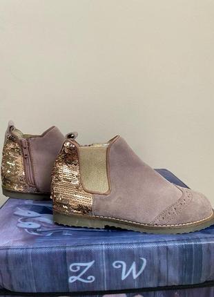 Замшеві весняні черевички з паєтками/весняне взуття для дівчинки2 фото