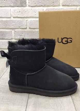 Женские черные угги ugg mini bailey bow black