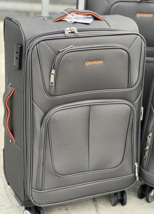 Большой чемодан дорожный тканевый l horoso на колесах  с подшипником 4 колеса4 фото
