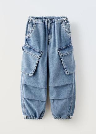 Джинси zara для дівчинки джинси з накладними карманами1 фото