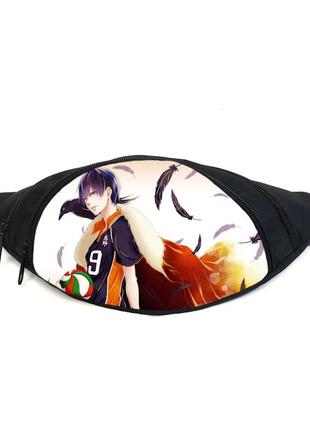 Поясная сумка бананка волейбол хайкю haikyuu (gb h 01) gear bag черная