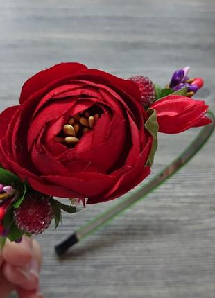 Красивый обруч веночек цветы пион ободок