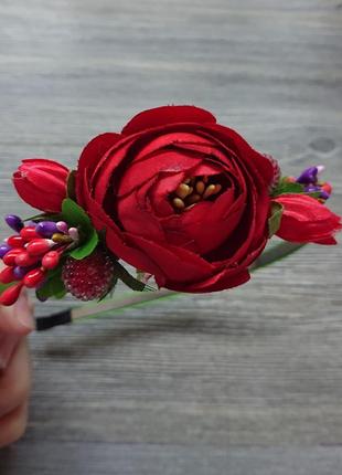 Красивый обруч веночек цветы пион ободок5 фото