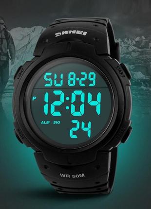 Мужские спортивные наручные часы skmei 1068 электронные с подсветкой, армейские цифровые часы
