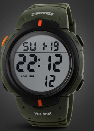 Мужские спортивные наручные часы skmei 1068 электронные с подсветкой, армейские цифровые часы6 фото