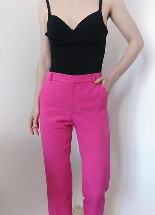 Рожеві брюки класичні штани з стрілками брюки прямі класика штани прямі розові штани5 фото