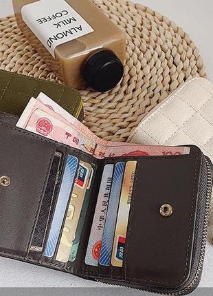 Маленький жіночий гаманець стьобаний, міні портмоне на блискавці3 фото