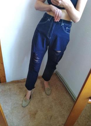 Джинси мом джинси слоучі банани джинси бавовна широкі джинси прямі джинси5 фото