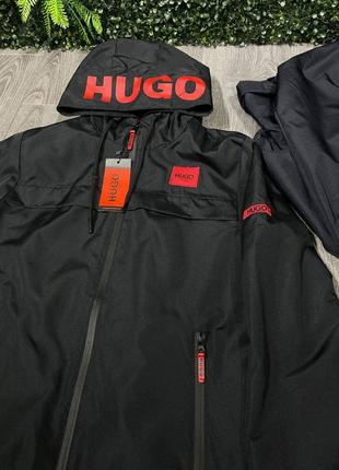Мужская чёрная куртка ветровка hugo boss чорна чоловіча вітровка hugo boss3 фото