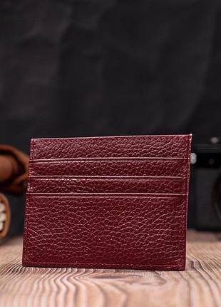 Практичний кард-кейс із натуральної шкіри st leather 22446 бордовий6 фото