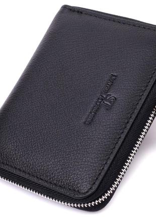Кожаный кошелек для женщин на молнии с тисненым логотипом производителя st leather 19489 черный