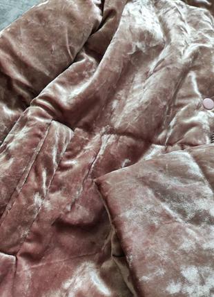 Пуховик куртка рожева оксамитова3 фото