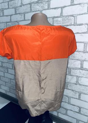 Шикарная шелковая атласная блуза беж и оранж review never established3 фото