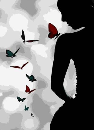 Картина за номерами strateg преміум фігура з метеликами розміром 40х50 см (dy035)