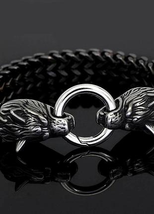 Браслет мужской на руку в стиле викингов  "b&wolf" "+мини-мешок с авторским дизайном "vikings"