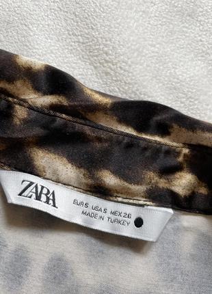 Сатинова сорочка zara в леопардовий принт зі зборками5 фото