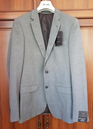 Пиджак сірий чоловічий класичний  slim fit new look