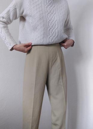 Бежеві штани брюки з стрілками брюки беж класичні штани прямі штани вінтажні брюки класика4 фото