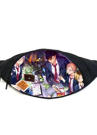 Поясна сумка бананка волейбол хайкю haikyuu (gb h 012) gear bag чорна
