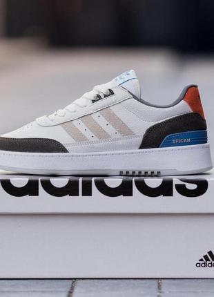 Мужские кроссовки adidas spican multi white белые повседневные кожаные кроссовки спортивные кросы