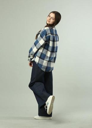 Костюм сорочка та джинси широкі на дівчинку синій5 фото