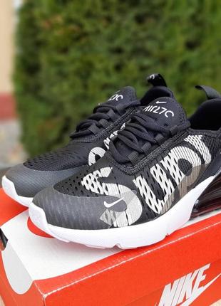 Мужские кроссовки nike air max 270 supreme черные с белым