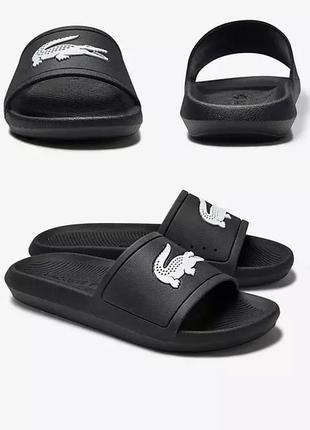 Lacoste croco slide 119 mens sliders 737cma0018312 чоловічі шльопанці тапки тапочки оригінал чорні1 фото