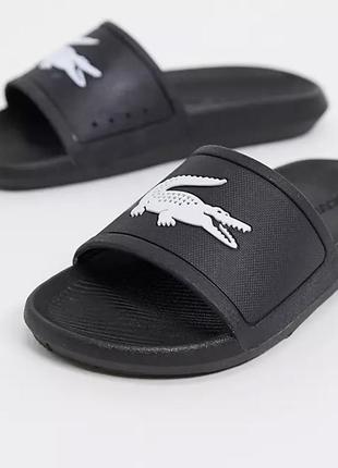 Lacoste croco slide 119 mens sliders 737cma0018312 чоловічі шльопанці тапки тапочки оригінал чорні2 фото