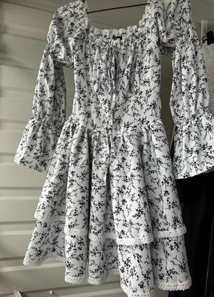 Легка квіткова пишна сукня з мереживом трансформер демі 2 кольори
