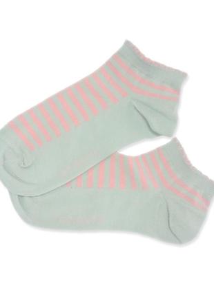 Жіночі укорочені бавовняні в рожеву смужку шкарпетки atlantic slc 172