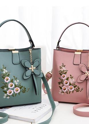 Женская мини сумочка с вышивкой цветами, маленькая женская сумка с цветочками7 фото