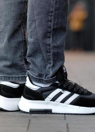 Кроссовки кожа текстиль adidas retropy f2 black white6 фото