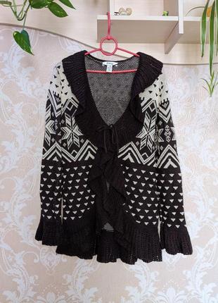 🌿дуже красивий коричневий в'язаний кардиган, кофта, накидка від style&co