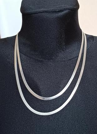 Сріблястий плоский подвійний ланцюжок