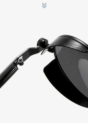 Солнцезащитные поляризационные очки мужские steampunk круглой формы фотохромные тишейды в металлической оправе5 фото