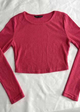 Укорочена кофта рожева в рубчик shein xs s