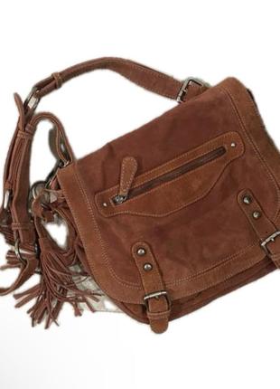 Унікальна рижа сумочка -замшева оригінальна сумка.1 фото