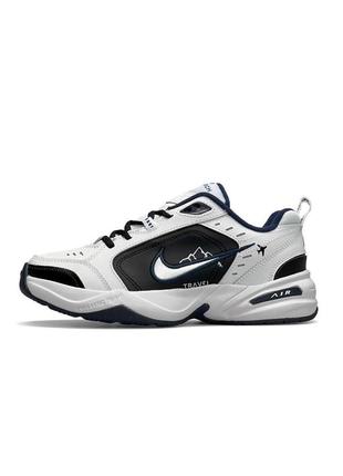 Кроссовки мужские nike air monarch travel white черно белые повседеневные кожаные кроссовки найк айр монарх1 фото