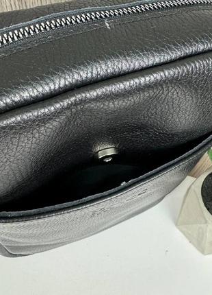 Чоловіча шкіряна сумка барсетка + шкіряний ремінь + гаманець портмоне з натуральної шкіри, подарунковий набір 3 в 13 фото