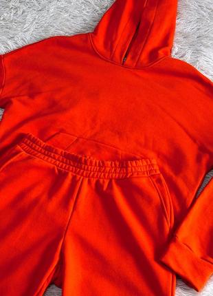 Яркий оранжевый хлопковый спортивный костюм pera